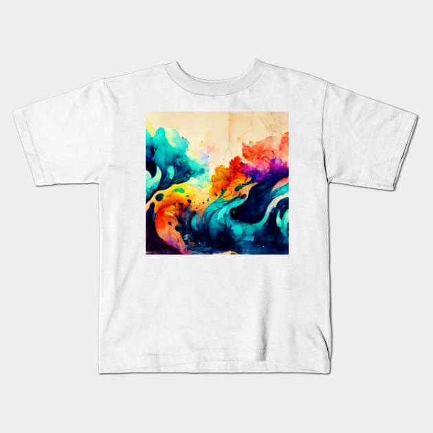 Water Color Waves Kids T-Shirt by JonHerrera